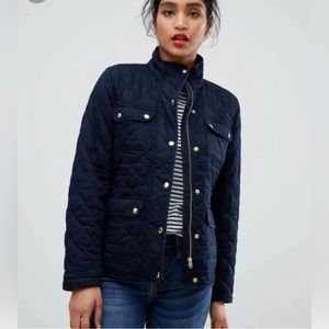 J Crew Quilted Downtown Field Utility Jacket Coat Women's Size XS Navy Pockets